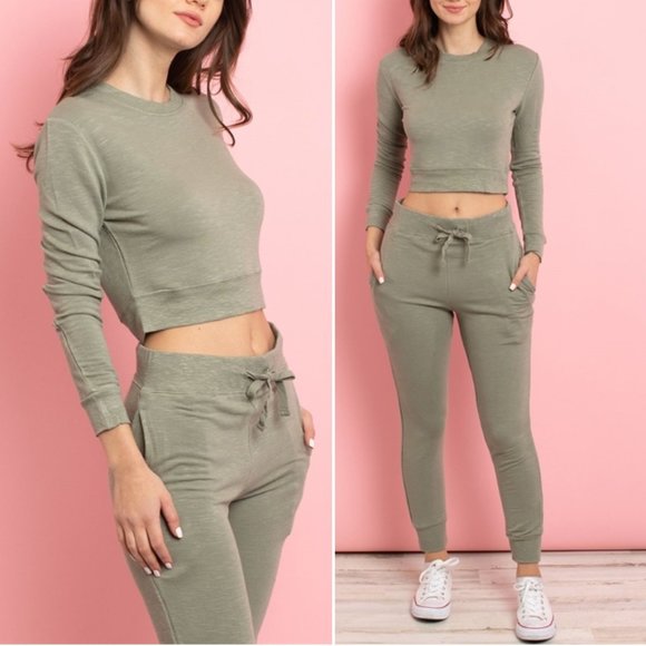 Trend Setter Diva Boutique Pants - Ribbed LIGHT GREEN TOP & PANTS SET